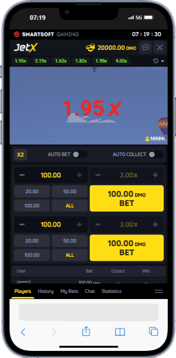 JetX em dispositivos móveis