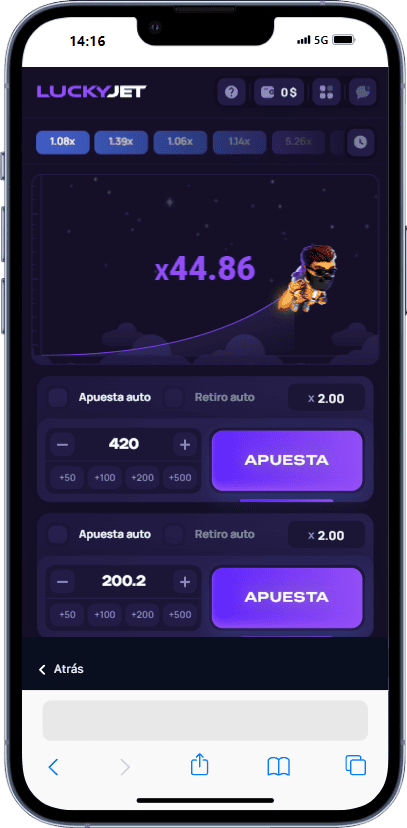 Lucky Jet em dispositivos móveis